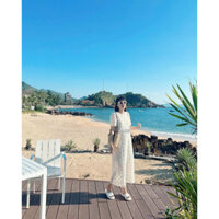 Váy nữ dáng dài ren hoa nổi, váy nữ đẹp sang chảnh dịu dàng tôn dáng