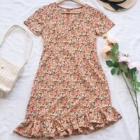 Váy nữ đẹp. Hoa nhí màu cam. Size S