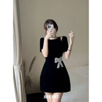 Váy nữ dự tiệc đen nơ eo thiết kế Kris Dress JOLIE LOFT, đầm dáng ngắn sang trọng đi chơi