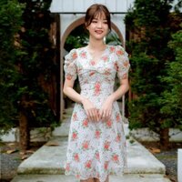 Váy nữ hoa nhí, đầm xoè xinh xắn, váy nữ đi biển, đi tiệc chất liệu voan Hàn - Alice Store