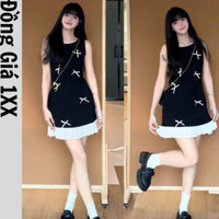 Váy Nữ Liền Thân Đính Nơ Trắng Kết Hợp Chân Váy Trắng Siêu Xinh