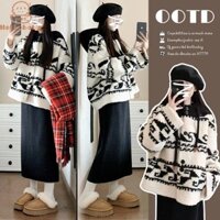 Váy nữ mang thai Hellobaby Thời trang Hội chợ mùa thu đông Áo len hai mảnh Shimakaze