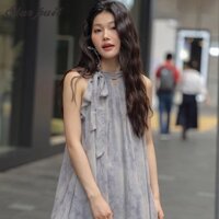 Váy nữ mới phong cách dân tộc Trung Quốc treo cổ váy ngắn