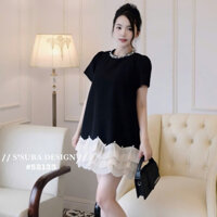 váy nữ sang chảnh,đầm nữ dễ thương,váy cổ đá chân tơ tầng xịn sò hot trend suba P84