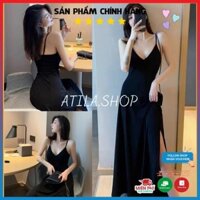 Váy nữ, váy maxi xẻ tà ,váy hai dây ,đầm maxi thun dài gợi cảm ATILA.SHOP