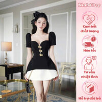 Váy nữ XINH_ĐẸP, dáng ngắn tay ngắn cup ngực chiết eo chân váy xoè sang chảnh đi chơi đi du lịch BL1903