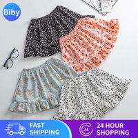 Váy nửa cho bé gái 2025, phong cách mùa hè mới, váy chiffon hoa, váy xếp ly phong cách công chúa thể thao dễ thương cao cấp