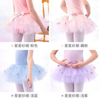 Váy nửa cho trẻ em, váy phồng, váy ngắn tập ballet, váy lưới trắng cho bé gái, váy hồng khiêu vũ