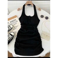 váy ôm body cổ yếm dáng ngắn nhún 2 bên nút Bigsize 40-120kg |THU TUYỀN|