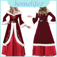 Váy ông già Noel màu đỏ lễ hội dành cho nữ với trang trí lông giả sang trọng cho ngày lễ