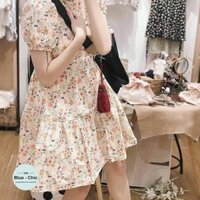 Váy Pastel Cam - Váy Hoa Nhí Dáng Babydoll (Ảnh Thật 100% - Hàng Có Sẵn)