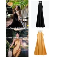 VÁY PHA LỤA CỔ YẾM ZARA XUẤT DƯ XỊN SANG TRỌNG QUYẾN RŨ (ảnh thật)