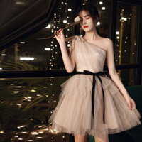 Váy phù dâu Váy ngắn một vai Váy dạ hội Váy nhẹ nhàng sang trọng