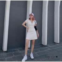 váy polo body nhăn