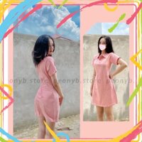 Váy Polo Trơn Pastel PEONYB Nữ [FREESHIP] 🌸 Đầm cổ sơ mi dáng ôm body, thun cộc tay màu ĐEN | HỒNG | XÁM Ulzzang HOT 🌸