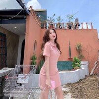 ♣♦✖Váy Polo Trơn SuzaHouse Pastel Nữ [FREESHIP] 🌸 Đầm cổ sơ mi dáng ôm body, thun cộc tay màu ĐEN | HỒNG | XÁM Ulzzang