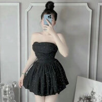 Váy Quây Chân Phồng Đính Đá Kèm Quần