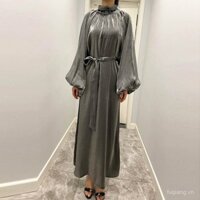Váy Ramadan mới cho phụ nữ, tay đèn lồng, abaya Hồi giáo LWBK