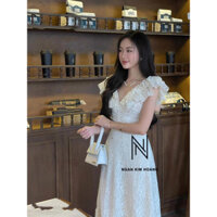 VÁY REN CỒ V BÈO CỘT DÂY LƯNG FORM VINTAGE Giá 350k, người ta bán gần 6xx Hàng có sẵn giao ngay Đủ size tới XL