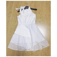 Váy ren cổ yếm buộc nơ xoè