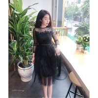 VÁY REN DÀI TAY ĐEN