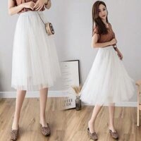 Váy ren dáng xòe dài ngang gốiCHÂN VÁY REN CÔNG CHÚA DÁNG NGẮN CHE GỐI - Trắng