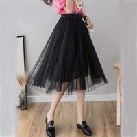 Váy ren dáng xòe dài ngang gốiCHÂN VÁY REN CÔNG CHÚA DÁNG NGẮN CHE GỐI - Đen