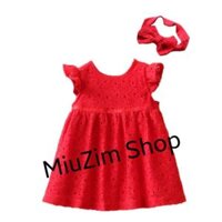 Váy ren đỏ+băng đô (2 tuổi - 4 tuổi)