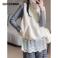 Váy ren QUTZZMND, xuyên thấu rèm mông thêu hoa, Váy ngắn trang trí quần jean Mini đa năng dành cho nữ