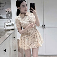 váy ren tiểu thư sang chảnh,váy đi đám cưới váy ren hoa cổ lá hót hít K13