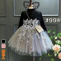 váy ren xám phối đen áo