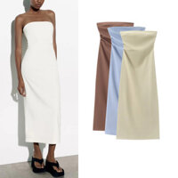 Váy sáo hở vai cổ thẳng 2025 Slim-fit 2698707