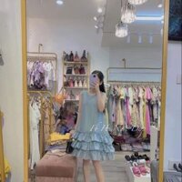 Váy sát nách voan lụa tầng (ảnh thật)