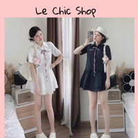 Váy Sơ Mi Babydoll Dáng Ngắn 2 Tầng Phối Viền Ren Đính Dây Nơ Đỏ Tặng Kèm Quần Trong