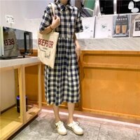 Váy sơ mi dài họa tiết gingham