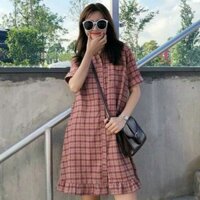Váy sơ mi kẻ caro chân cá _ váy bầu_váy teen cực hot