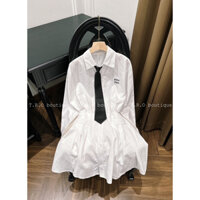 Váy sơ mi miu.miu kèm cavat cổ đức