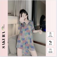 Váy sơ mi thiết kế dáng dài xinh đẹp lụa ngủ cao cấp SAKURA HM