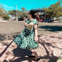 Váy Sofia hoa xanh đậm kèm dây buộc tóc