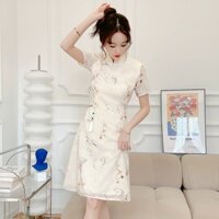 Váy sườn xám cách tân áo dài cổ tàu trung hoa