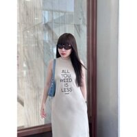 Váy Suông Ba Lỗ Dáng Dài - In Chữ ALLYOUNEEDISLESS - Chất Liệu Cotton Cao Cấp Nữ