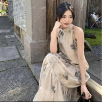 Váy suông cổ yếm sau buộc dây nơ siêu xinh