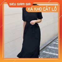 Váy suông công sở hàng thiết kế dáng Hàn màu đen đầm voan công sở dáng suông