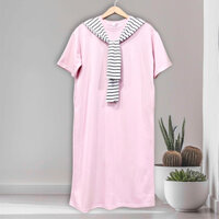 Váy Suông Cotton Khăn Choàng Cổ, Phối Cổ Ren