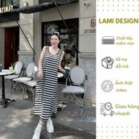 Váy Suông, Đầm Bầu Mùa Hè Dáng Dài Thiết Kế Kẻ Sọc Cao Cấp Sát Nách Siêu Mát Mẫu Mới LAMI