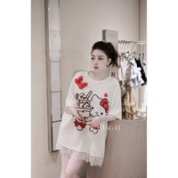 Váy Suông Hello Kitty Nơ Đỏ Phối Ren Chuẩn Đoàn Thương