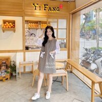Váy suông kẻ caro nơ 2 túi