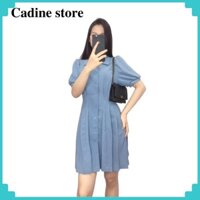 Váy suông nữ cổ bẻ cài cúc tay lỡ bo thanh lịch hàng quảng châu mặc là xinh - Cadine Fashion