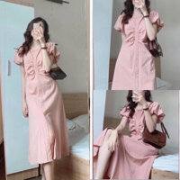 Váy suông nữ dáng dài đầm sơ mi đầm thiết kế chất đũi dáng dài big size trên 60kg - Hàng mới về