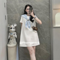 Váy suông thuỷ thủ khăn đính đá, chất tơ mềm mặc mát, dáng suông